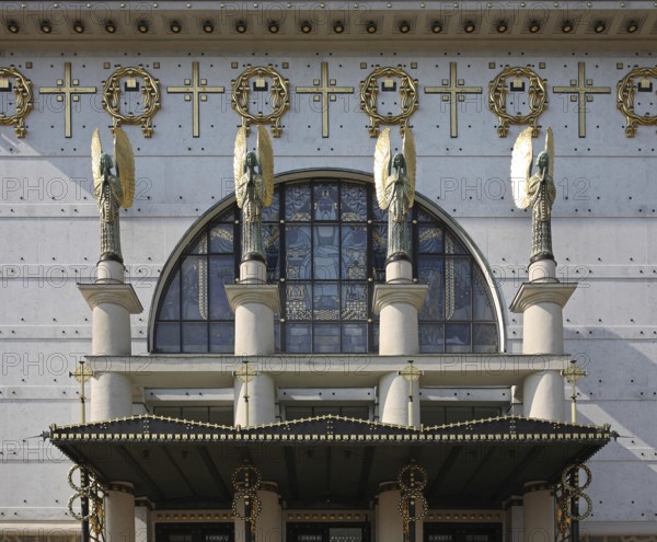 Entrance area from the south, portal with four angels on columns, St., Sankt, Saint