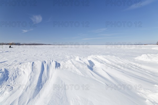 Nature, snow drift pattern on the Saint Lawrence River, Province of Quebec, Canada, North America