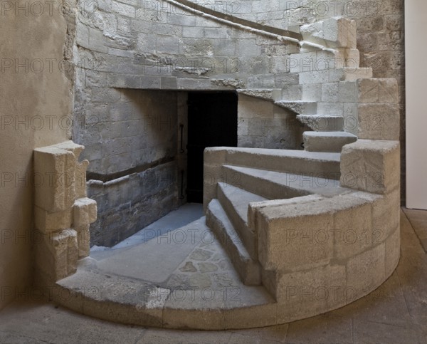 Frankr Montmajour b Arles Benedictine Abbey 59854 Remains of the spiral staircase in the chapter