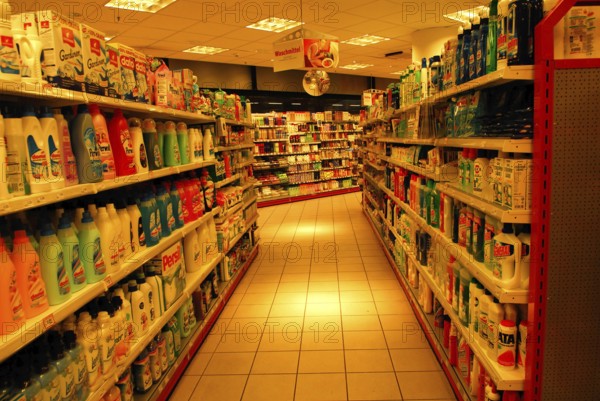 Aisle of departmental store, Germany, Europe
