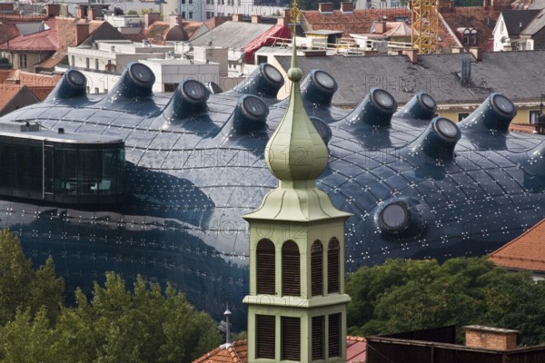 View from the castle staircase to the Kunsthaus