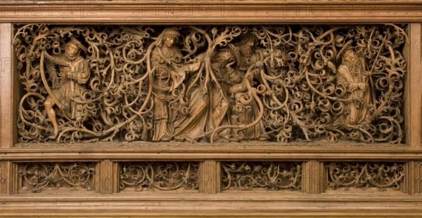 Seven Sorrows Altarpiece, Henrik Douvermann (1518-1521/22), predella, root of Jesse, St., Saint,
