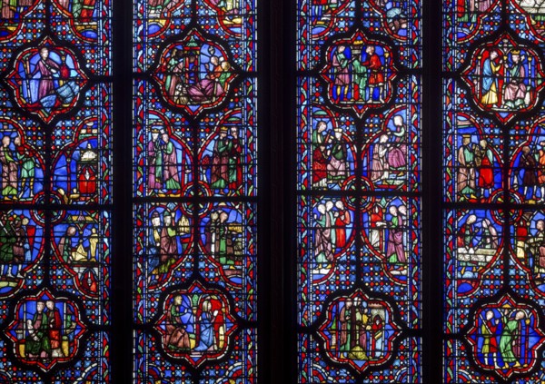 Stained glass window in the upper church, St, Saint, Saint