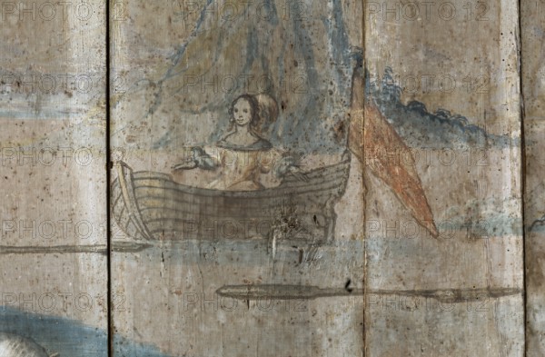 Ceiling painting of a 17th century love story as a comic strip, St., Sankt, Saint