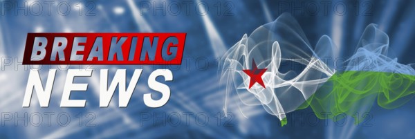 Djibouti Breaking News, Smoke Flag Background