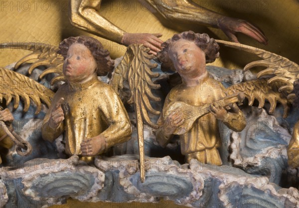 Centre section with angels playing music, St., Sankt, Saint