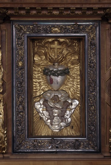 Altar in the woman's choir, relief panel with the heart of Jesus, St., Sankt, Saint
