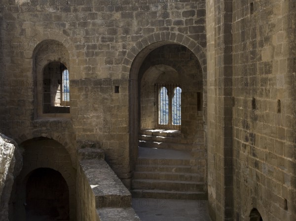 Castle courtyard on the right, north wall of the monastery church of San Pedro, St., St., Saint