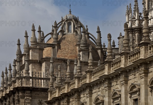 Seville, Cathedral. Roofscape with sacristy, St., Saint, Saint