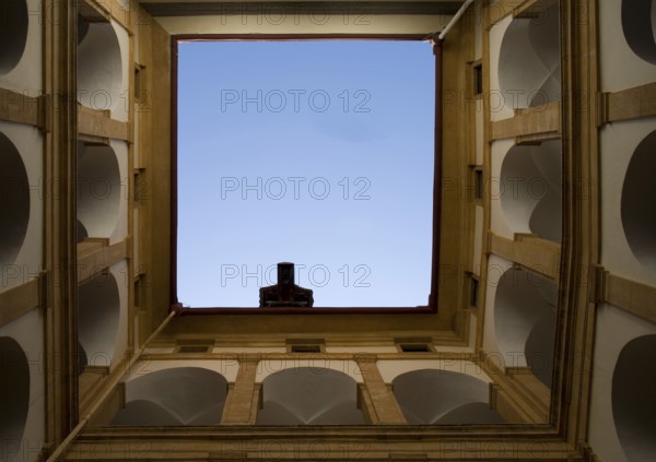 South-west courtyard, view upwards