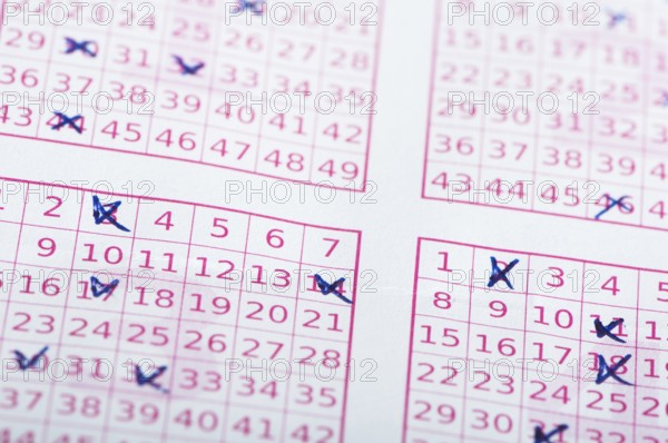 Marked lottery ticket close up. Studio shot