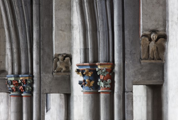 Capitals and birds above the walkway on the north side, St., Sankt, Saint