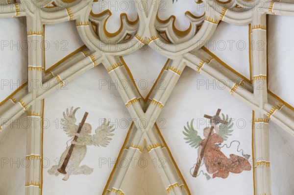 Castle church, vault in the choir with angels, St., Saint, Saint