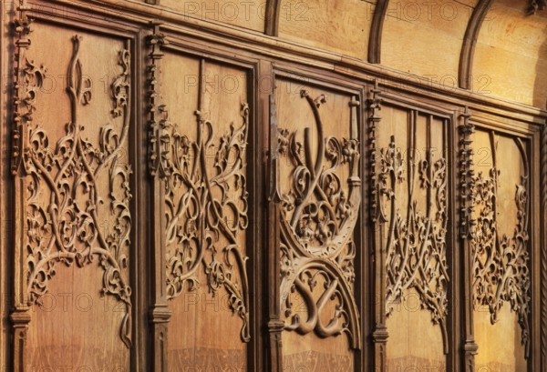 Choir stalls, (1505-1508), late Gothic tracery, St., Sankt, Saint