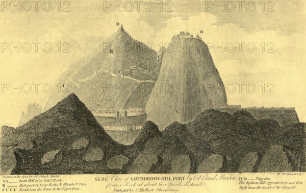 Sebe view of Savendroog hill fort, Sindhudurga, Maharashtra, India, Asia