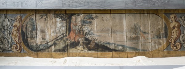 Ceiling painting of a 17th century love story as a comic strip, St., Sankt, Saint