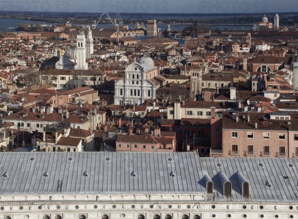 Italy Venice city centre looking east -191 View from the Campanile of San Marco below Doge's Palace