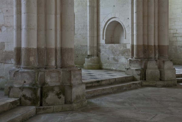 Pontigny Abbey Church Choir ambulatory section with altar niche built 1145-1206, St., Saint, Saint