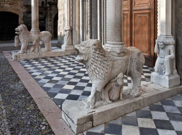 Italy Bergamo 89504 Santa Maria Maggiore South portal built around 1360 both column lions