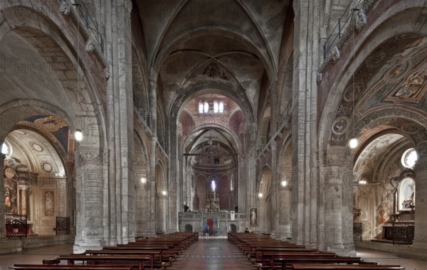 Italy Pavia 89650 San Michele Gallery basilica built around 1150 Interior facing east