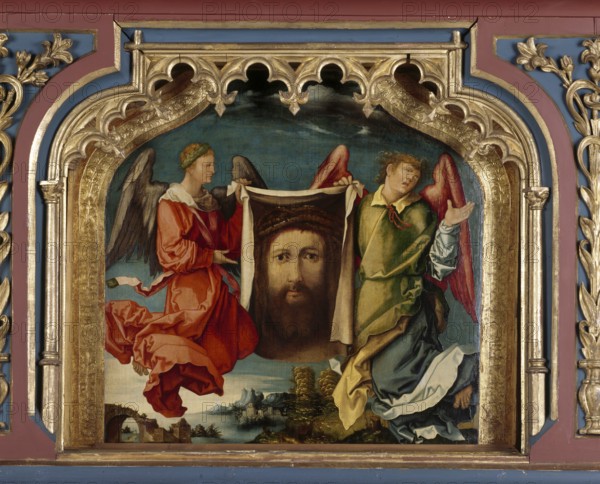 Predella of the Altarpiece of St Anne (Wolf Huber), Christ's sweat cloth 1521, St, Saint, Saint