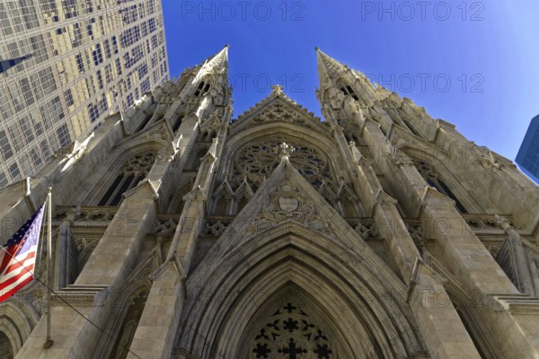 Saint Patricks Old Cathedral or Old St. Patricks, Lower Manhattan, The facade of a Gothic church