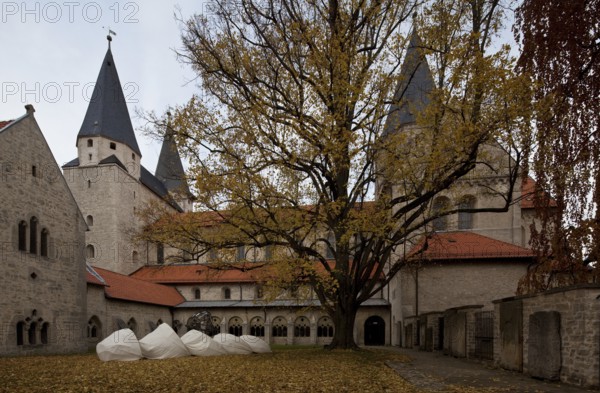 Collegiate church across the cloister courtyard from the south, St., Sankt, Saint
