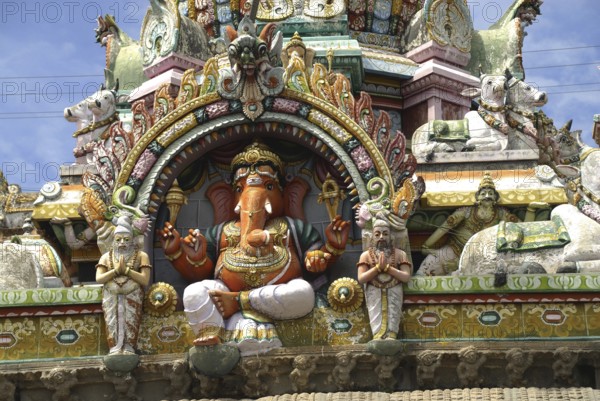 Shiva temple dedicated to Tejo Lingam, idol of Ganesh outside of Garba Griha sanctum sanctorum,