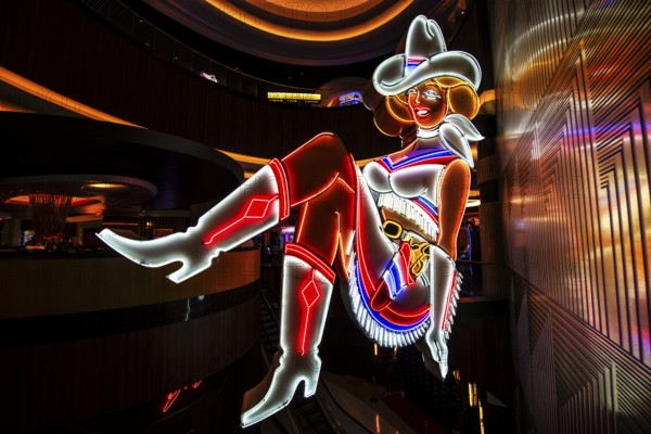 Vegas Vicky Cowgirl, Neon Art, Circa Hotel, Las Vegas, Nevada, USAVegas Vicky Cowgirl, Neon Art,
