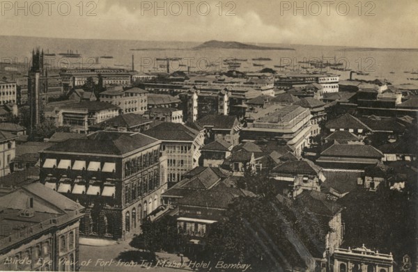 Bird's eye view of Fort from Taj Mahal hotel, Bombay now Mumbai, Maharashtra, India, Asia