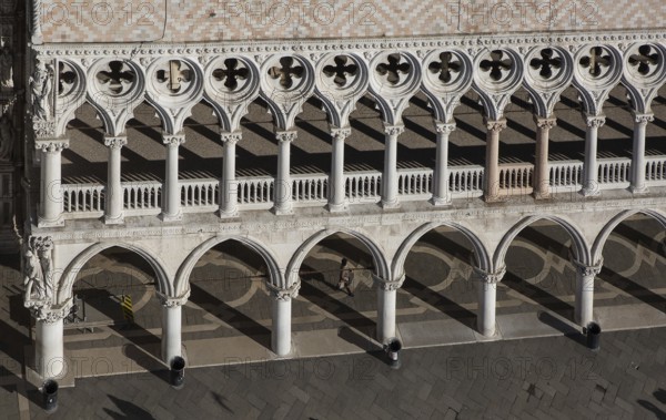 Italy Venice Doge's Palace -461 West wing northern part ground floor arcades and piano nobile with