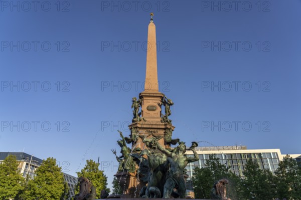 The Mende Fountain on Augustusplatz, Leipzig, Saxony, Germany, Europe