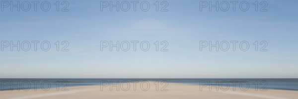 Mirrored picture, blurred, waves on Sylt North Sea beach, National Park Wadden Sea, Sylt, Hoernum,