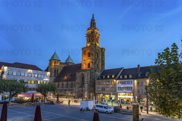 The Kilianskirche church at dusk, Heilbronn, Baden-Württemberg, Germany, Europe
