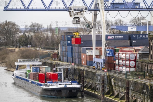 Container terminal in the Rhine port of Krefeld, inland port, 4th largest public port in North