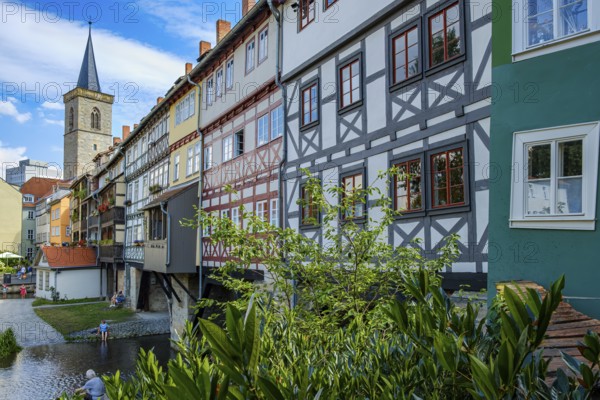 The Krämerbrücke in the historic city centre of Erfurt, Thuringia, Germany, is one of the city's
