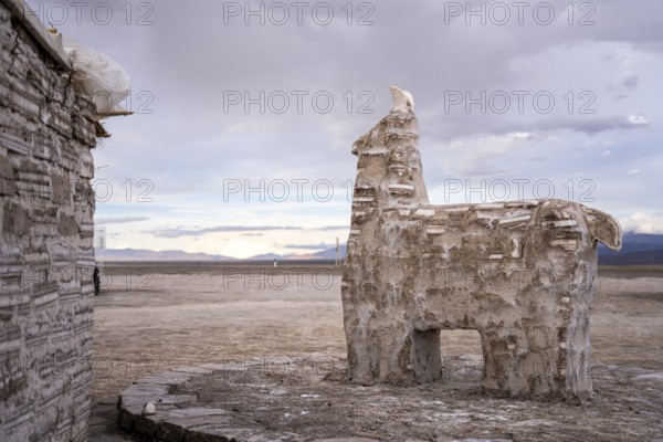 Llama salt sculpture, Salinas Grandes, Salta Province, Argentina, South America