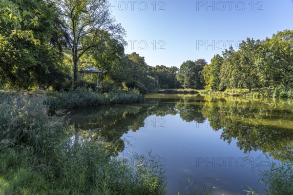 Lake in the Clara Zetkin Park in Leipzig, Saxony, Germany, Europe