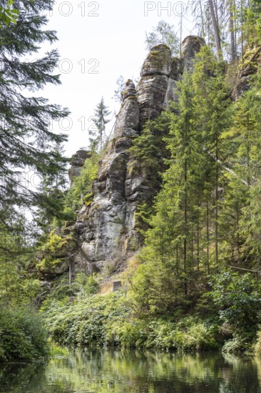 Boat trip on the Upper Lock in the Kirnitzsch Valley near Hinterhermsdorf, Saxon Switzerland,
