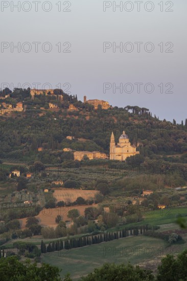 The old town of Montepulciano with the Church of Madonna di San Biagio, Tuscany, Italy, Europe