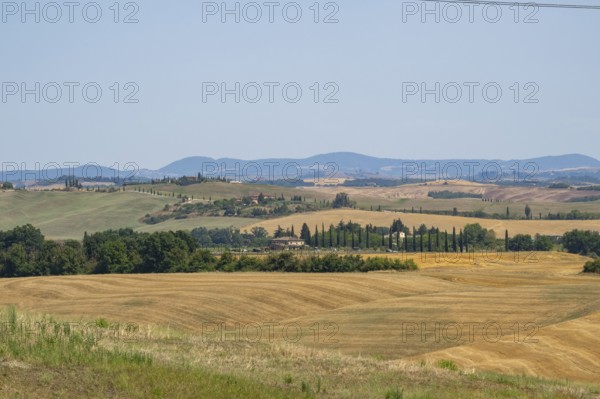 Tuscan landscape with fields and hills, Unesco world heritage, Crete Senesi, Italy, Europe,