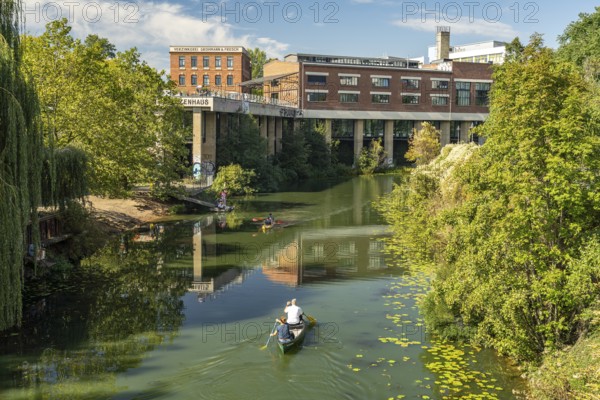 Canoes on the Karl Heine Canal in Leipzig, Saxony, Germany, Europe