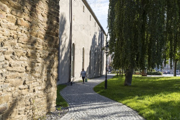 Footpath along the Kornhaus and the old town wall, Freiberg, Saxony, Germany, Europe