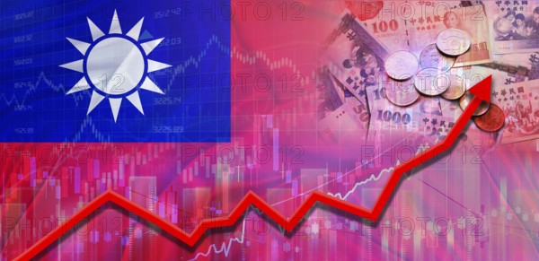 Taiwan financial growth on market graph. Taiwan economic growth on financial graph