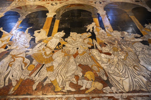 Interior of colorful marble decoration, Siena Cathedral or Cattedrale di Santa Maria Assunta,