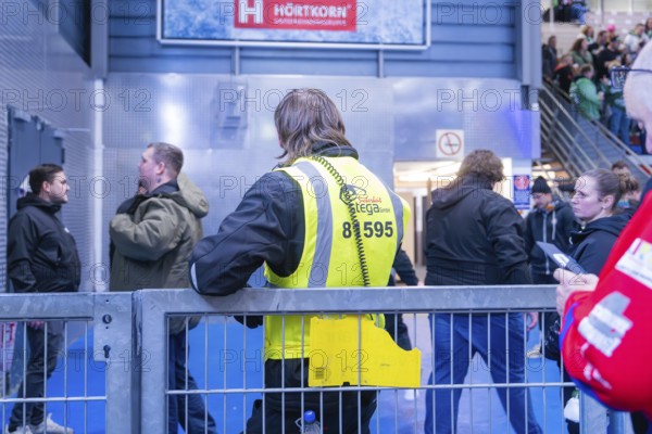 A member of the security service observes an event in an arena, Heilbronner Falken Vs Bietigheimer