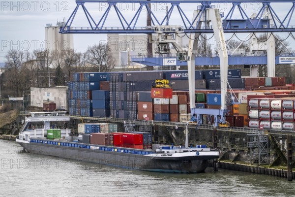 Container terminal in the Rhine port of Krefeld, inland port, 4th largest public port in North