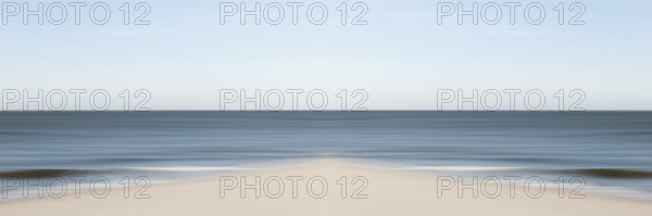 Mirrored picture, blurred, waves on Sylt North Sea beach, National Park Wadden Sea, Sylt, Hoernum,