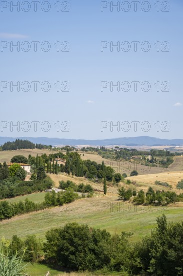 Tuscan landscape with fields and hills, Unesco world heritage, Crete Senesi, Italy, Europe,