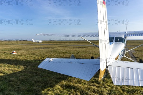 The East Frisian North Sea island of Juist in winter, Juist airfield, airfield, Lower Saxony,